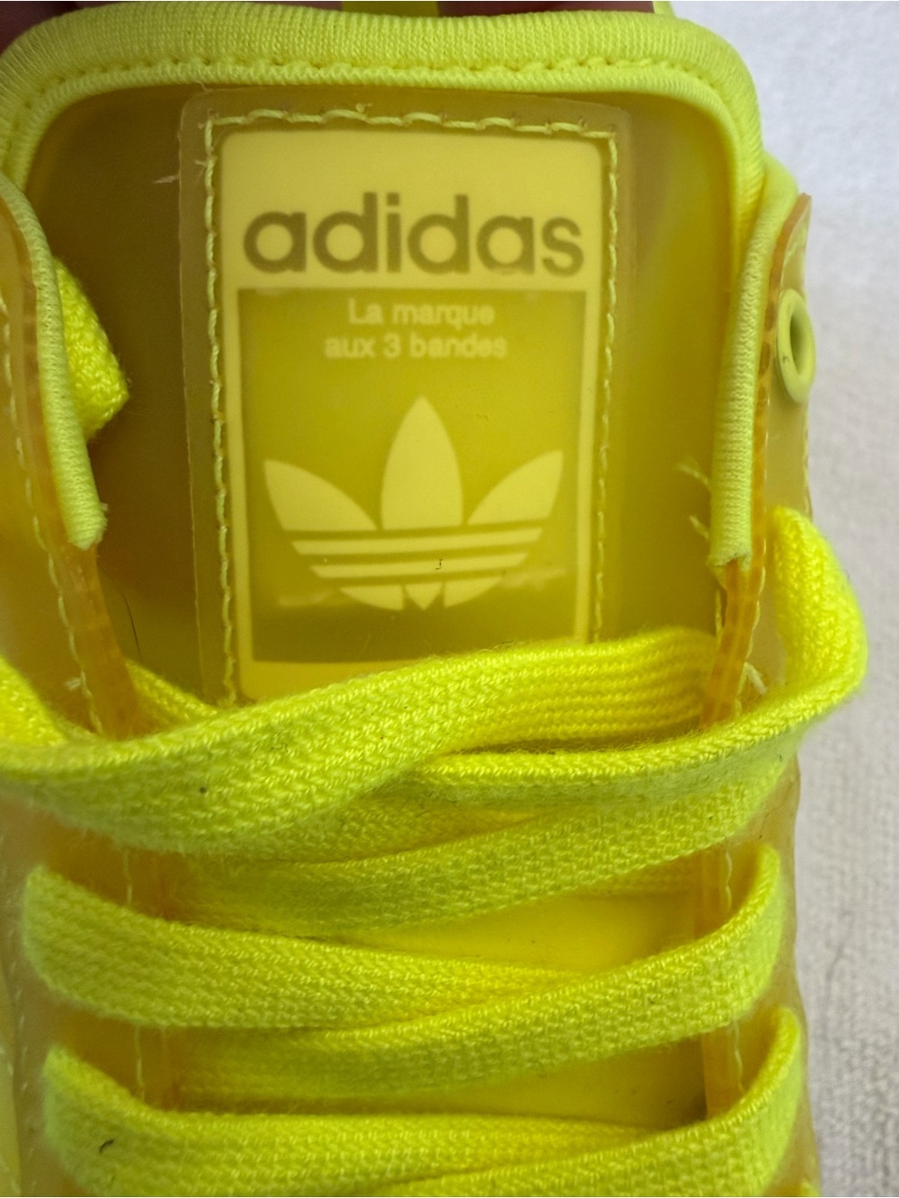 adidas Neon Yellow Trefoil Lace-Up Sneaker